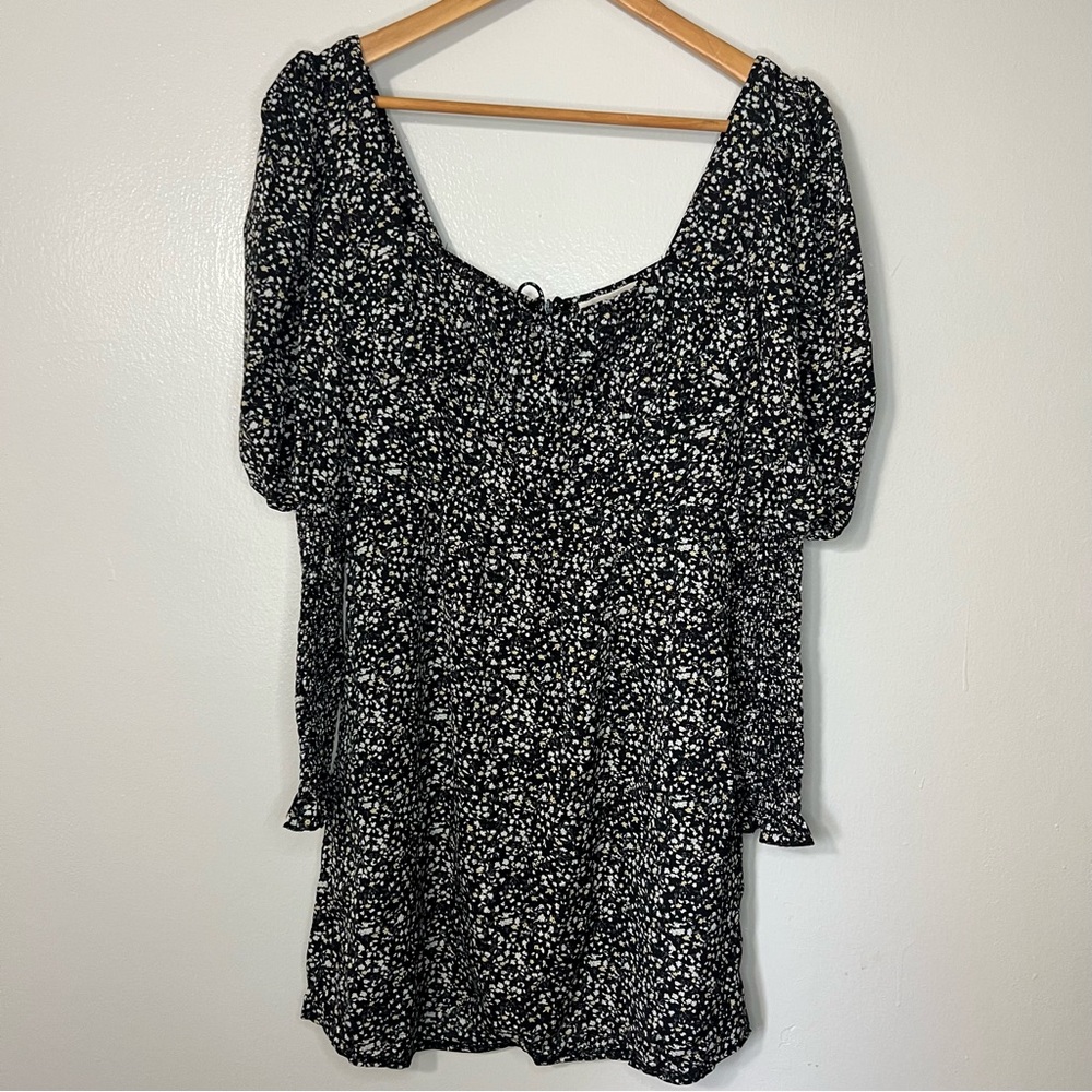 Kiss the Sky Black Floral Mini Dress Sz Medium